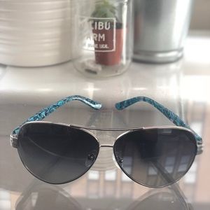 Tory Burch Blue Tortoise Aviator Sunglasses